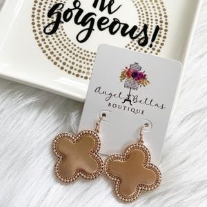 Rose Gold Metal Clover Dangling Earrings